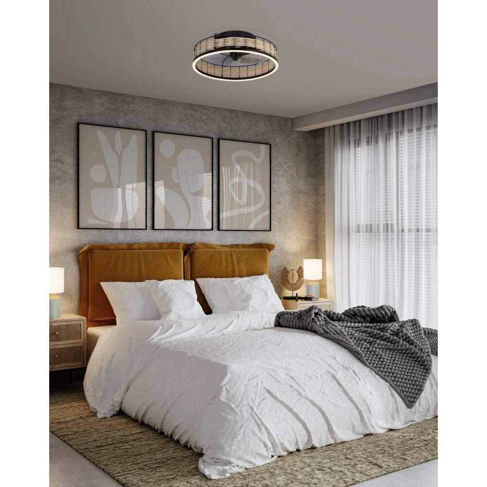 Eglo FRANA Deckenventilator LED Schwarz, 1-flammig, Fernbedienung main product photo