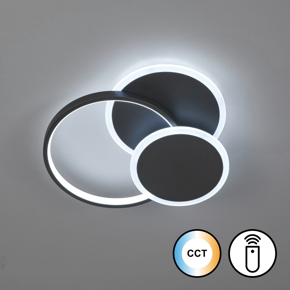 Fischer & Honsel Tomo Deckenleuchte LED Schwarz, 1-flammig, Fernbedienung main product photo