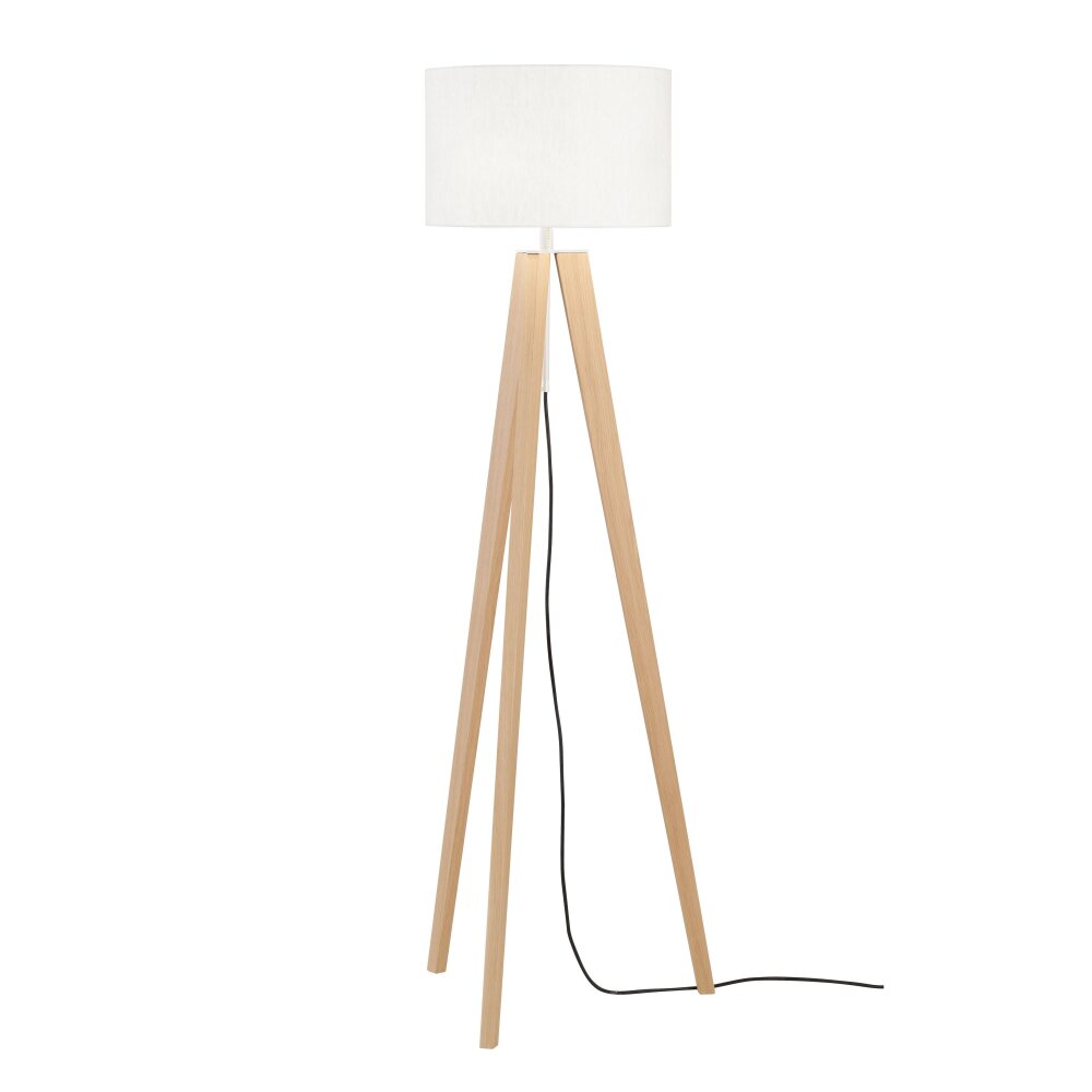 Fischer & Honsel SHINE-WOOD Stehleuchte Braun, Nickel-Matt, 3-flammig main product photo