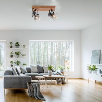 JUST LIGHT GERDA LANGSTRÖM Deckenleuchte Naturfarben, Schwarz, 2-flammig