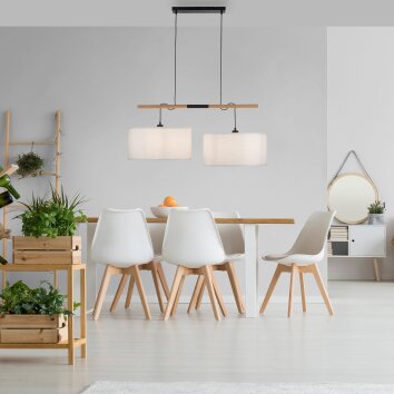 JUST LIGHT GERDA SOFIE Pendelleuchte Naturfarben, Schwarz, 2-flammig