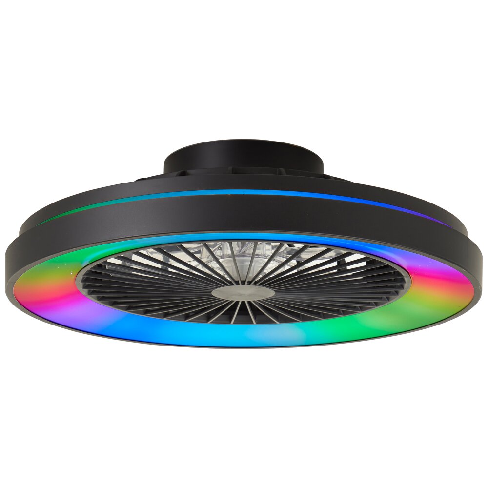 Brilliant Mazzaro Deckenventilator LED Schwarz, 1-flammig, Fernbedienung, Farbwechsler main product photo