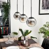 Gastor Hängeleuchte Glas 15 cm Chrom, Klar, Rauchfarben, 3-flammig