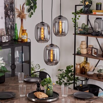 Apedo Hängeleuchte Klar, Rauchfarben, 3-flammig