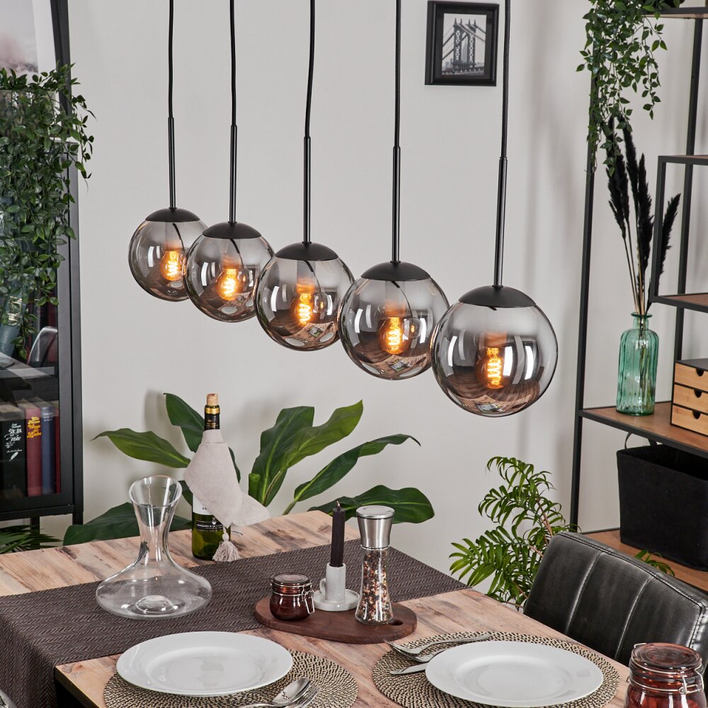Gastor Hängeleuchte Glas 15 cm Rauchfarben, 5-flammig main product photo