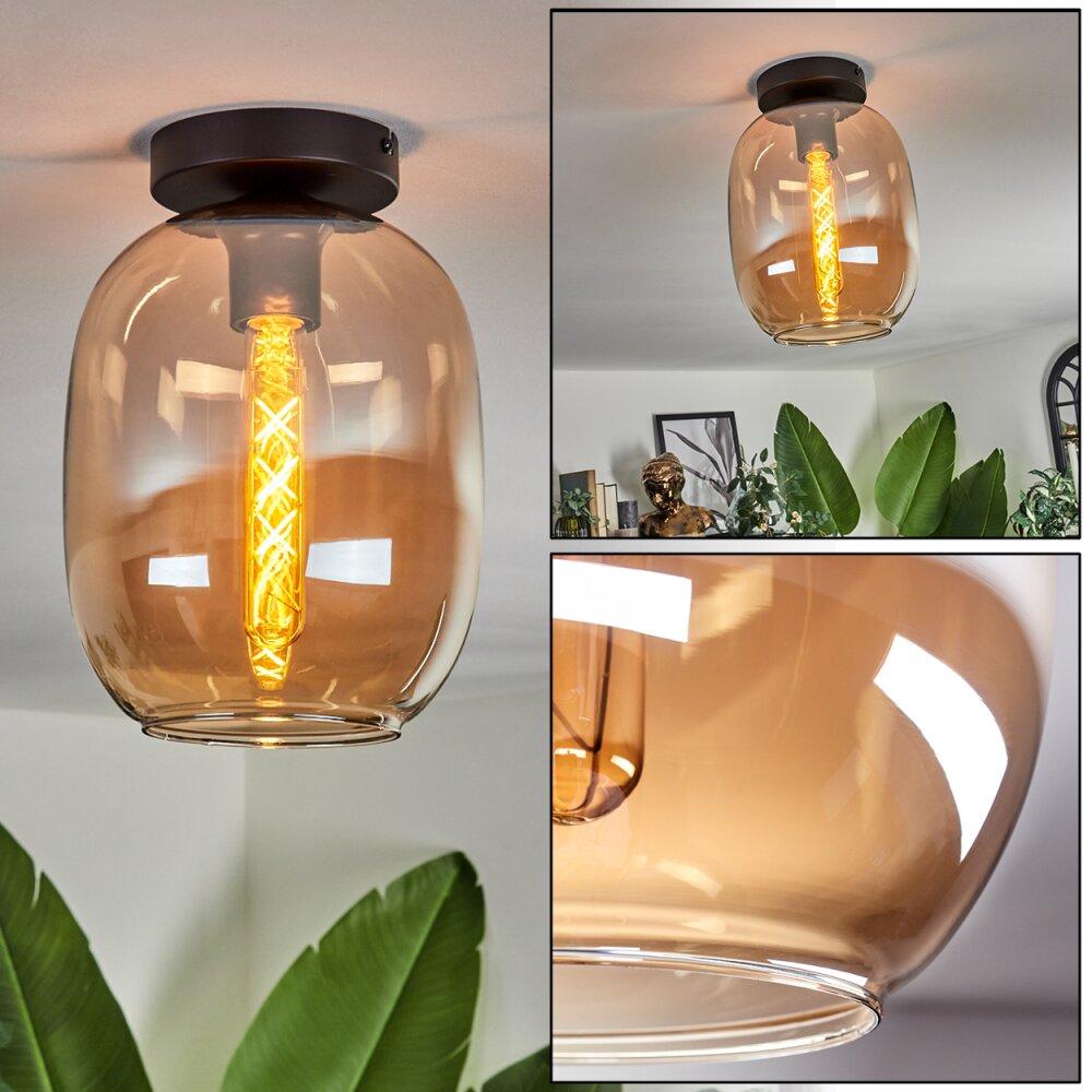 Apedo Deckenleuchte Glas 20 cm Bernsteinfarben, 1-flammig main product photo