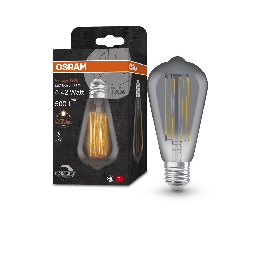 OSRAM Vintage 1906® LED E27 11 Watt 1800 Kelvin 500 Lumen main product photo