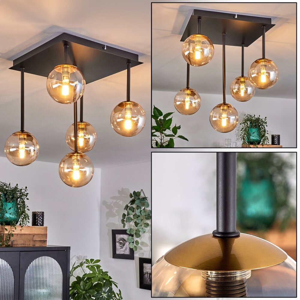 Chehalis Deckenleuchte Glas 10 cm Gold, Schwarz, 5-flammig main product photo