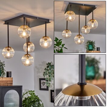 Chehalis Deckenleuchte Glas 10cm Gold, Schwarz, 5-flammig