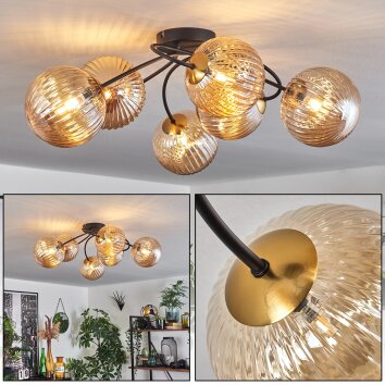 Chehalis Deckenleuchte Glas 15cm Gold, Schwarz, 6-flammig