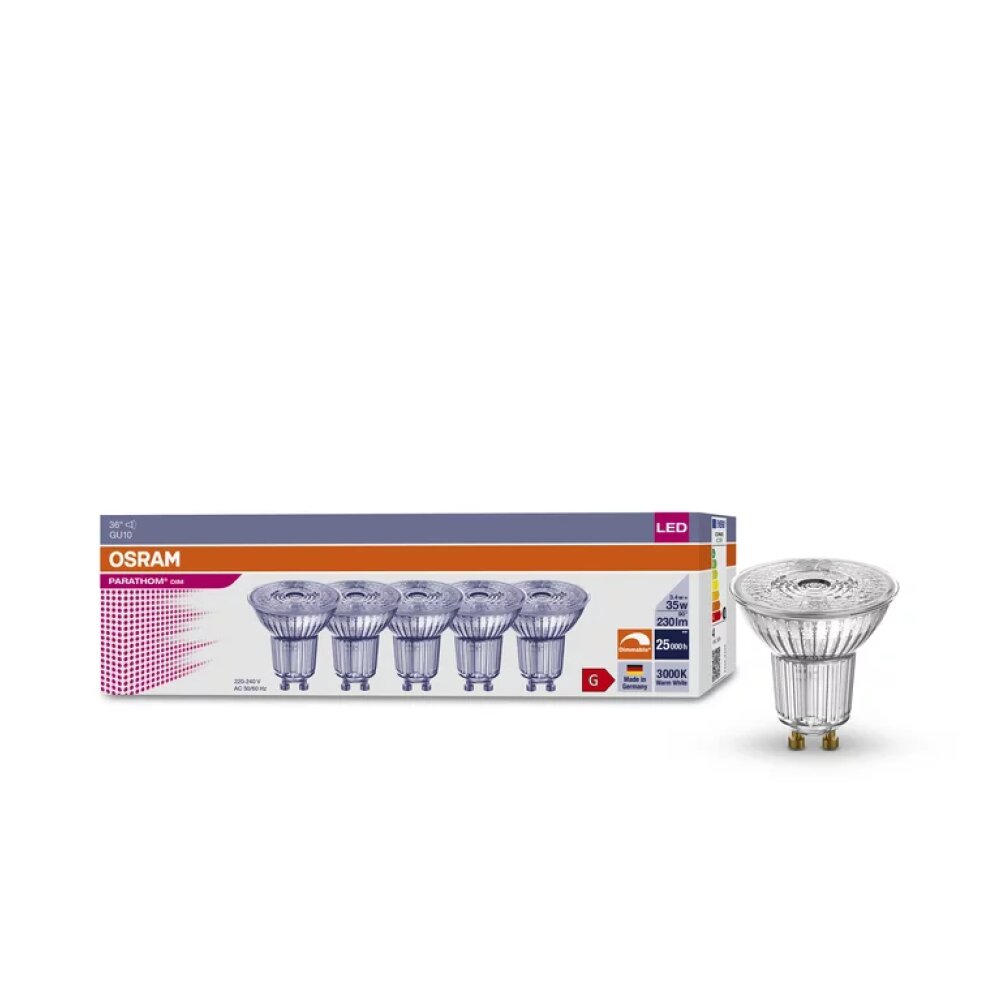 Osram 5er Set LED GU10 3,4 Watt 3000 Kelvin 230 Lumen main product photo