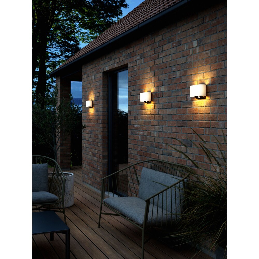 Nordlux PIOLA Außenwandleuchte LED Schwarz, Weiß, 1-flammig, Bewegungsmelder main product photo