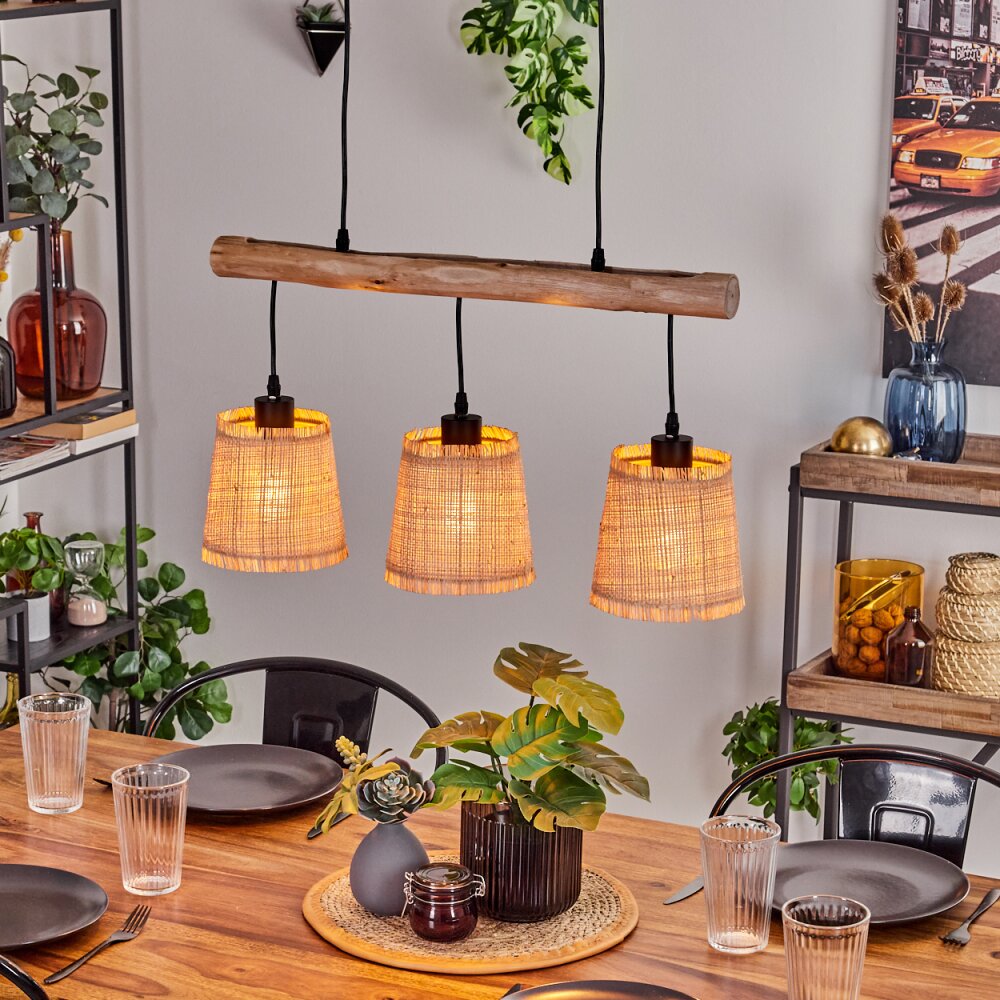 Soungou Pendelleuchte Naturfarben, Schwarz, 3-flammig main product photo