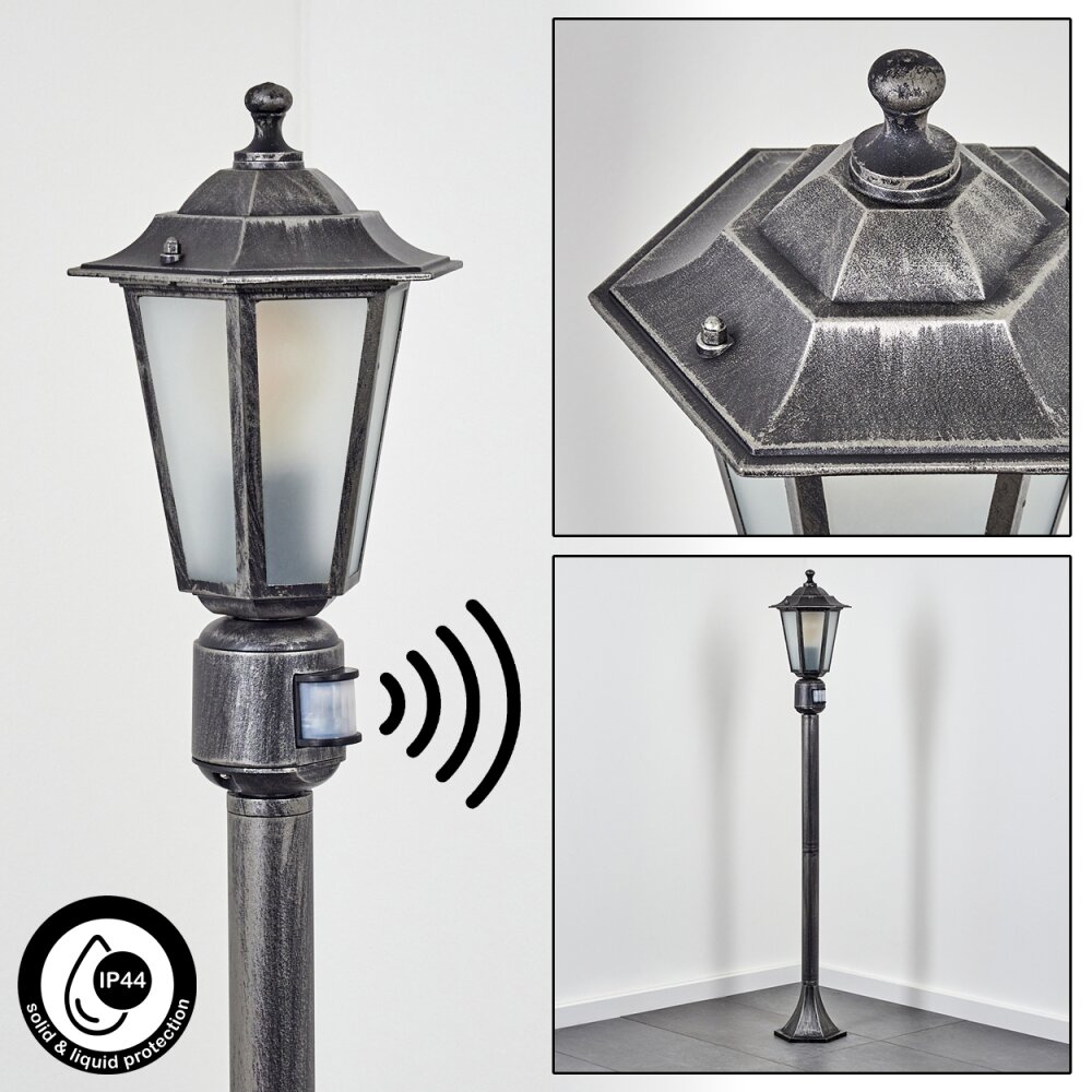 Loria Wegeleuchte Schwarz, Silber, 1-flammig, Bewegungsmelder main product photo
