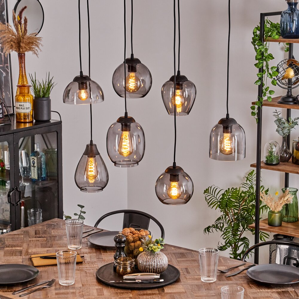 Echallens Hängeleuchte Schwarz, 7-flammig main product photo