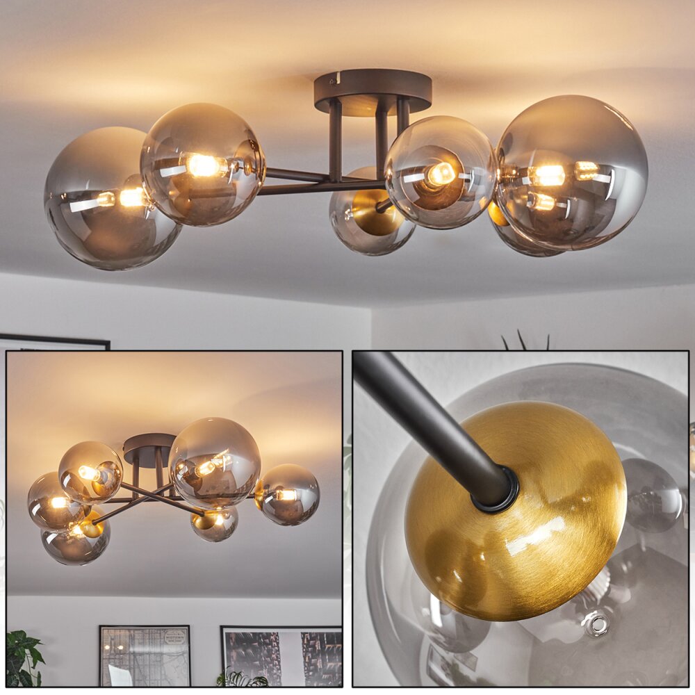 Chehalis Deckenleuchte Glas 10 cm, 12 cm, 15 cm Gold, Schwarz, 6-flammig main product photo