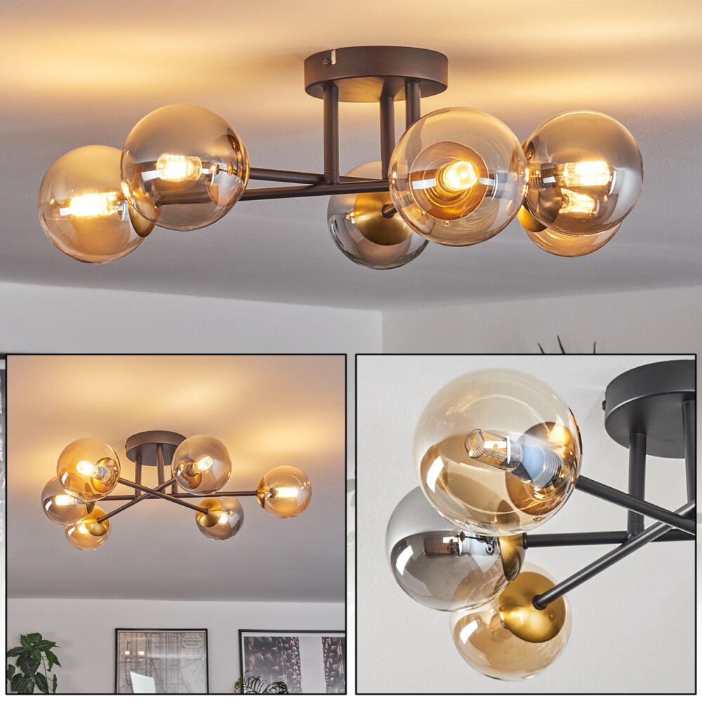 Chehalis Deckenleuchte Glas 10 cm Gold, Schwarz, 6-flammig main product photo