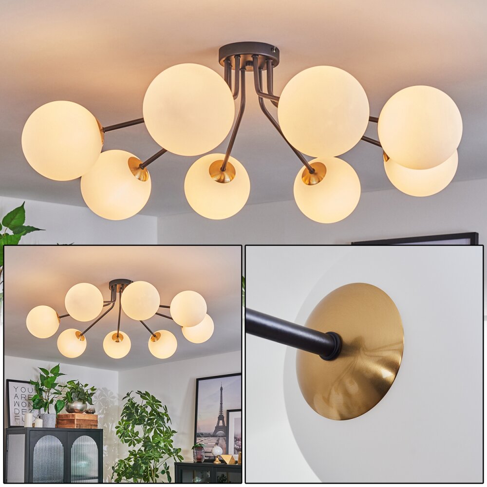 Chehalis Deckenleuchte Glas 15 cm Gold, Schwarz, 8-flammig main product photo