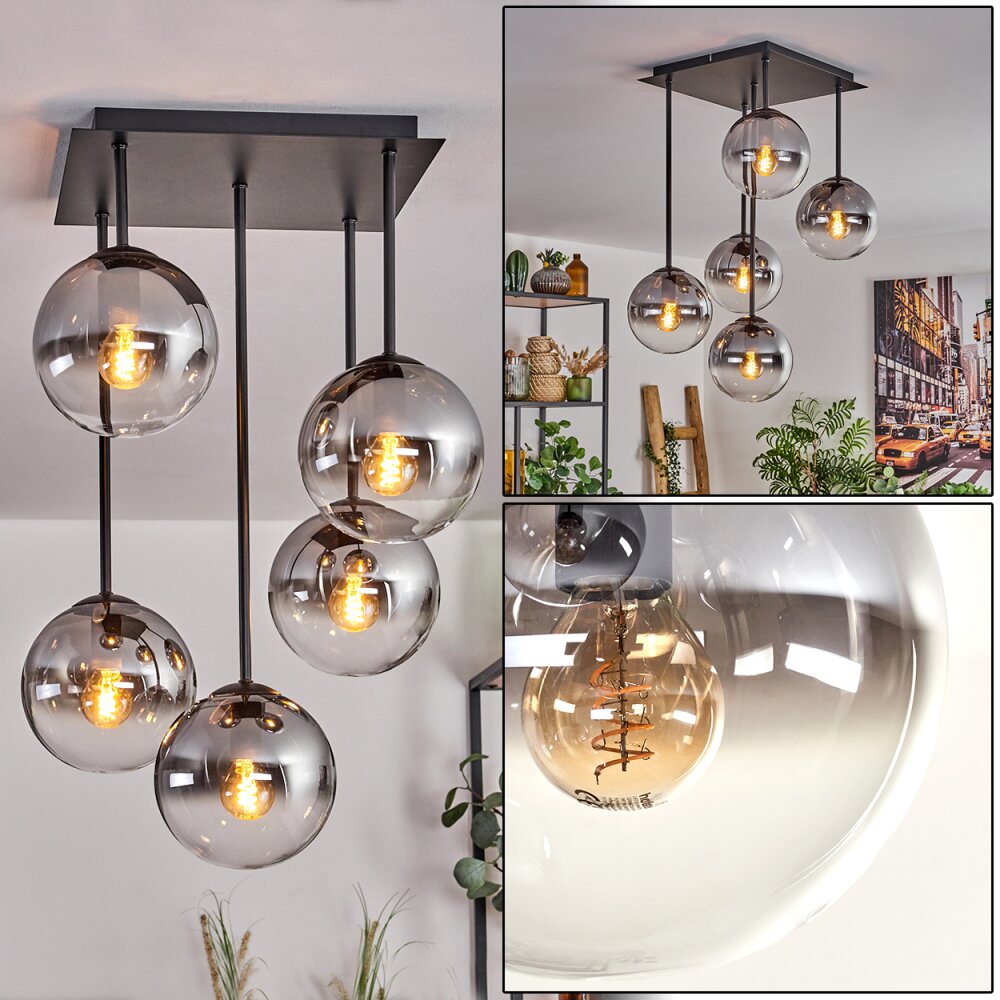 Gastor Deckenleuchte Glas 15 cm Klar, Rauchfarben, 5-flammig main product photo