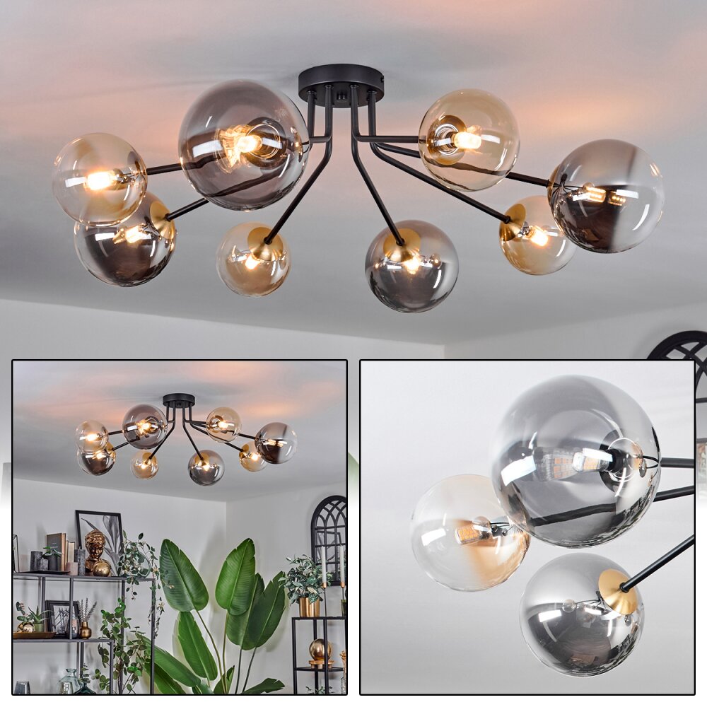 Chehalis Deckenleuchte Glas 12 cm, 15 cm Gold, Schwarz, 8-flammig main product photo