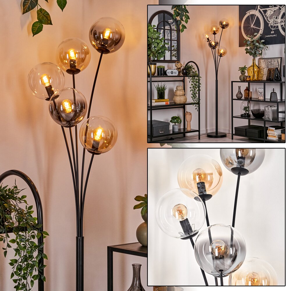 Gastor Stehleuchte Glas 15 cm Bernsteinfarben, Klar, Rauchfarben, 5-flammig main product photo