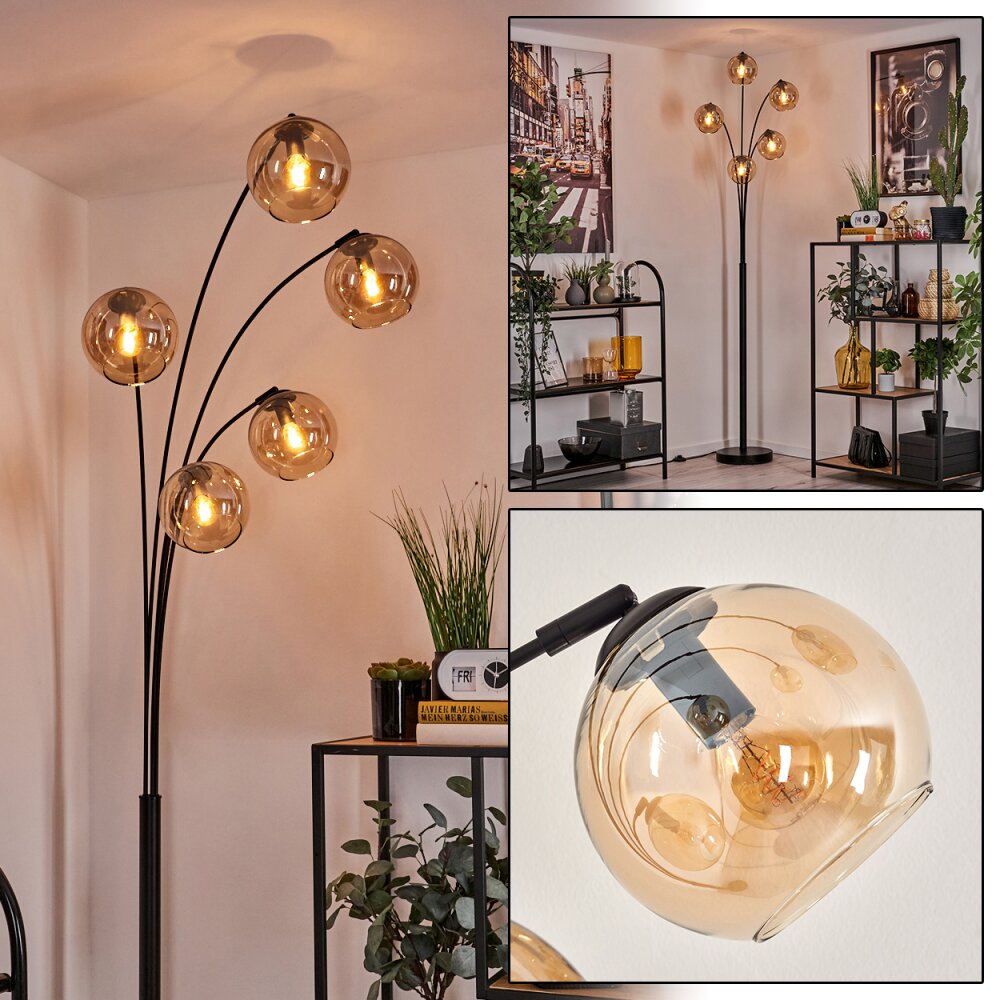 Koyoto Stehleuchte Glas 15 cm Bernsteinfarben, 5-flammig main product photo