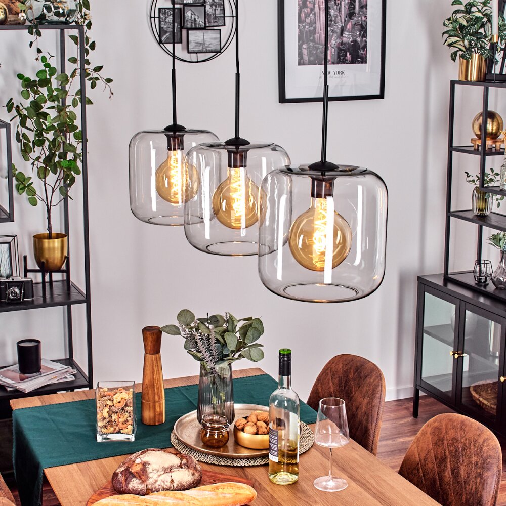 Lauden Hängeleuchte Glas 25 cm Schwarz, 3-flammig main product photo