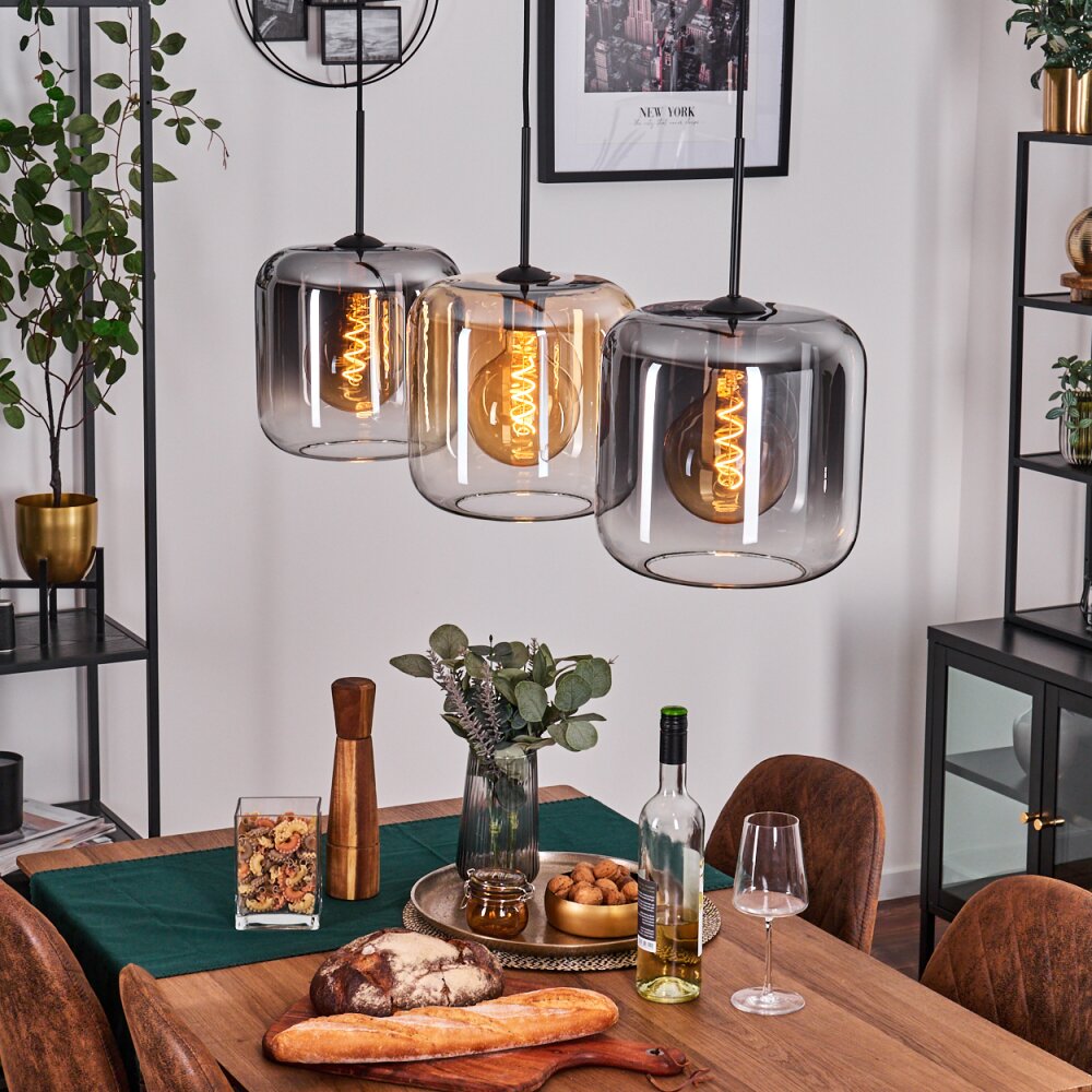 Lauden Hängeleuchte Glas 25 cm Bernsteinfarben, Klar, Rauchfarben, 3-flammig main product photo