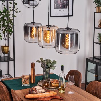 Lauden Hängeleuchte Glas 25 cm Bernsteinfarben, Klar, Rauchfarben, 3-flammig Lauden Hängeleuchte Glas 25 cm Bernsteinfarben, Klar, Rauchfarben, 3-flammig