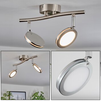 Sarnadinha Deckenleuchte LED Nickel-Matt, 2-flammig