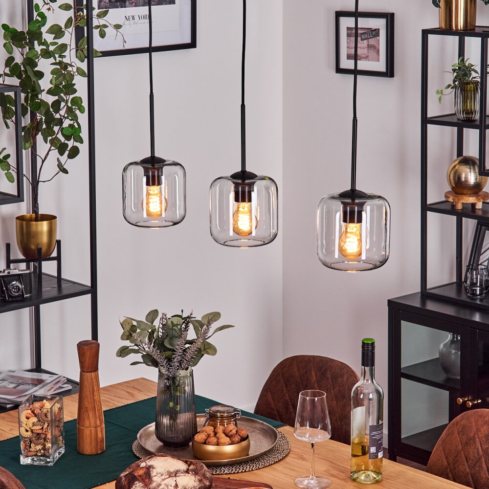 Lauden Hängeleuchte Glas 20 cm Schwarz, 3-flammig main product photo