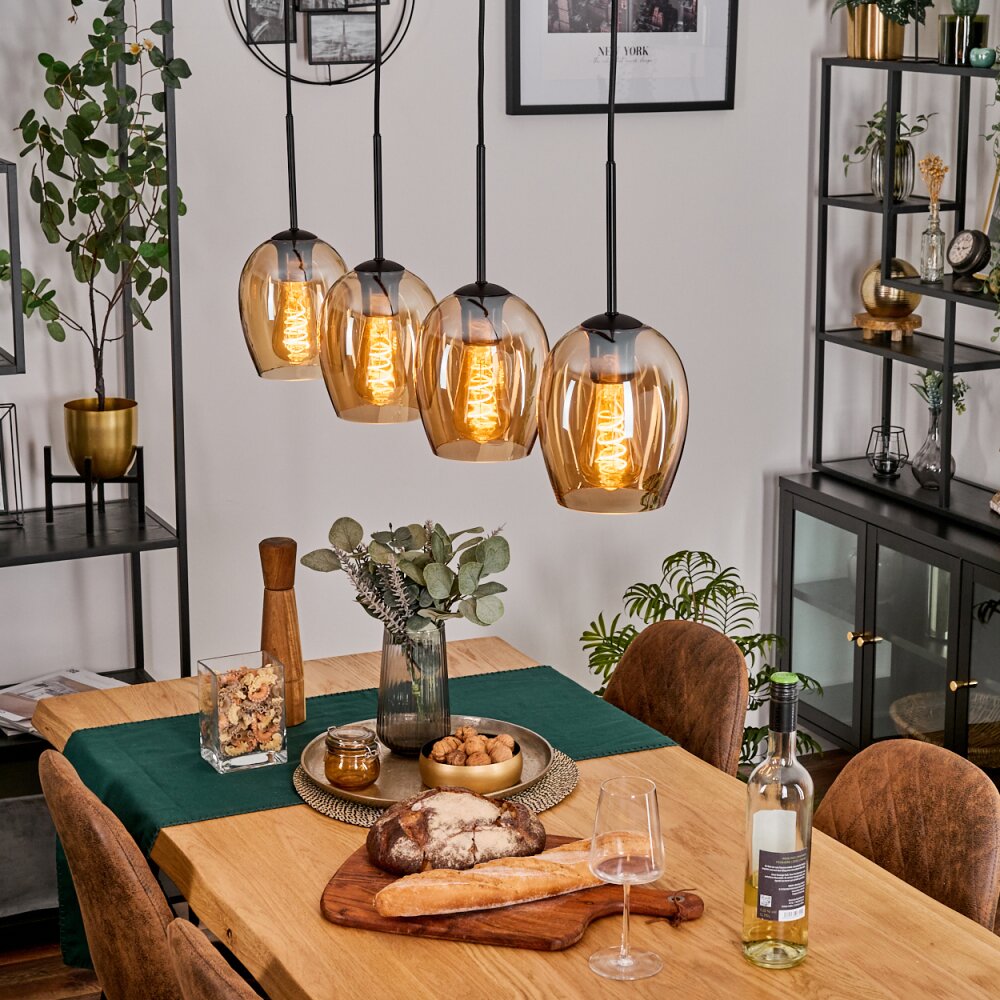 Vevino Pendelleuchte Glas 15 cm Schwarz, 4-flammig main product photo