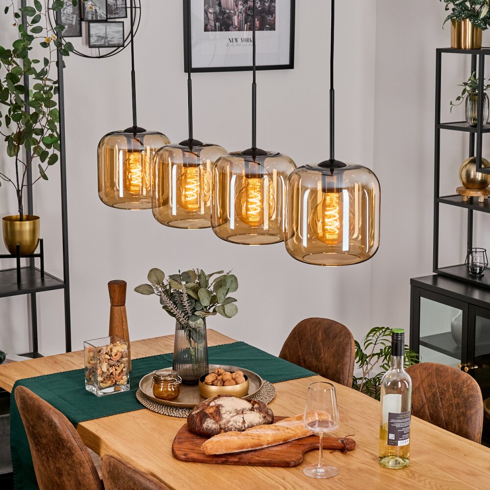 Lauden Pendelleuchte Glas 20 cm Schwarz, 4-flammig main product photo