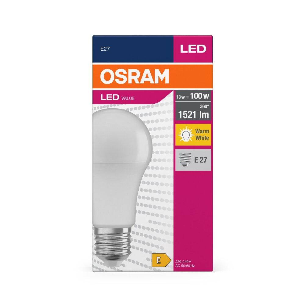 OSRAM LED Value E27 13 Watt 1521 Lumen 2700 Kelvin 4099854109959 