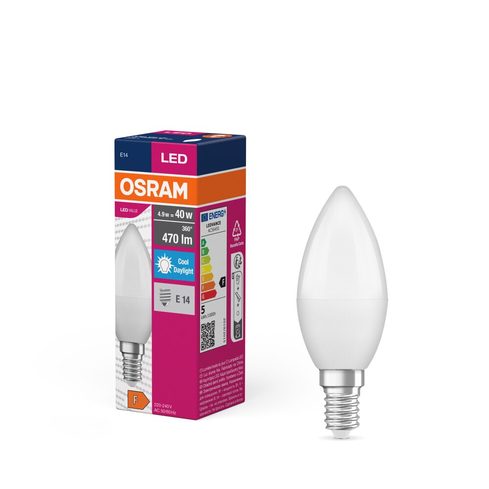 OSRAM LED Value E14 4,9 Watt 470 Lumen 6500 Kelvin main product photo