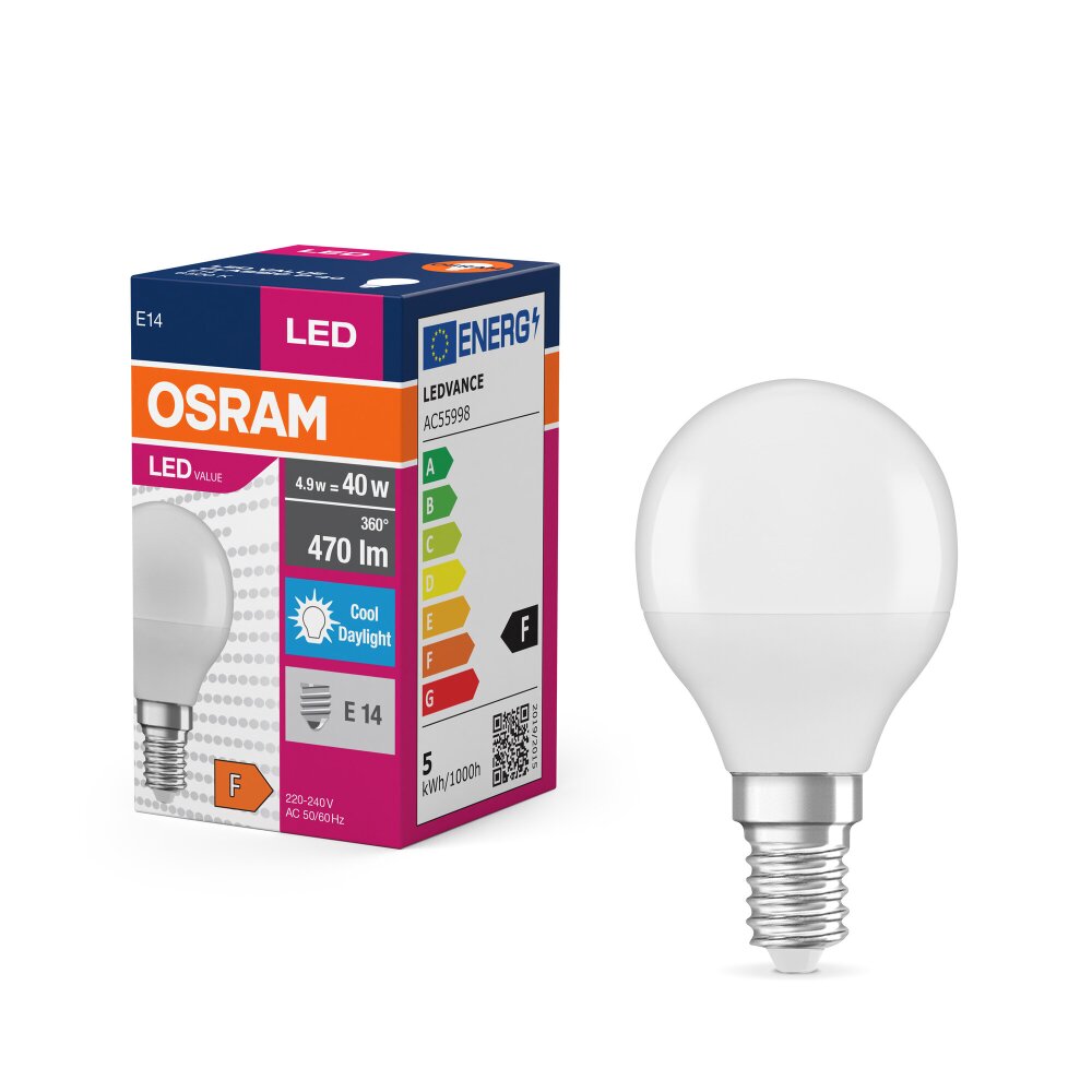 OSRAM LED Value E14 4,9 Watt 470 Lumen 6500 Kelvin main product photo