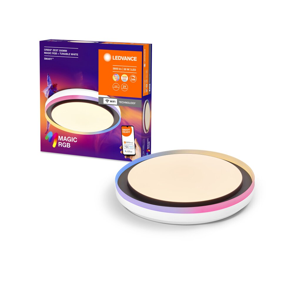 LEDVANCE Smart+ Wifi Deckenleuchte Schwarz, 1-flammig, Farbwechsler main product photo