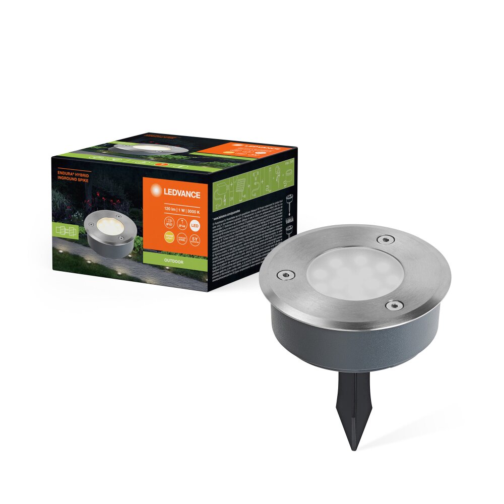 LEDVANCE Endura Gartenstrahler Stahl gebürstet, 1-flammig main product photo
