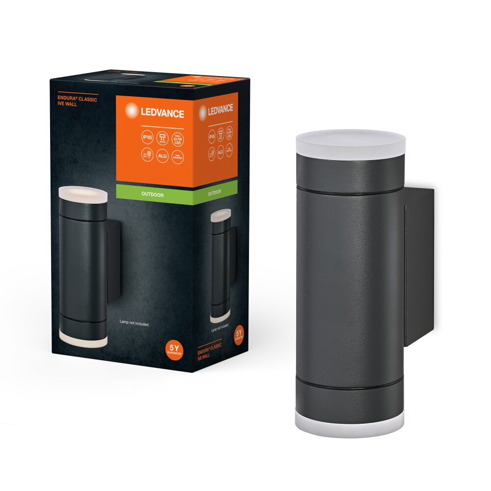 LEDVANCE Endura Wandleuchte Grau, 2-flammig main product photo