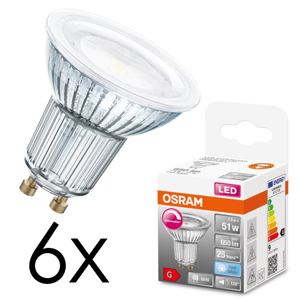 GU10 6er Set 7,9 Watt 4000 Kelvin 650 Lumen main product photo