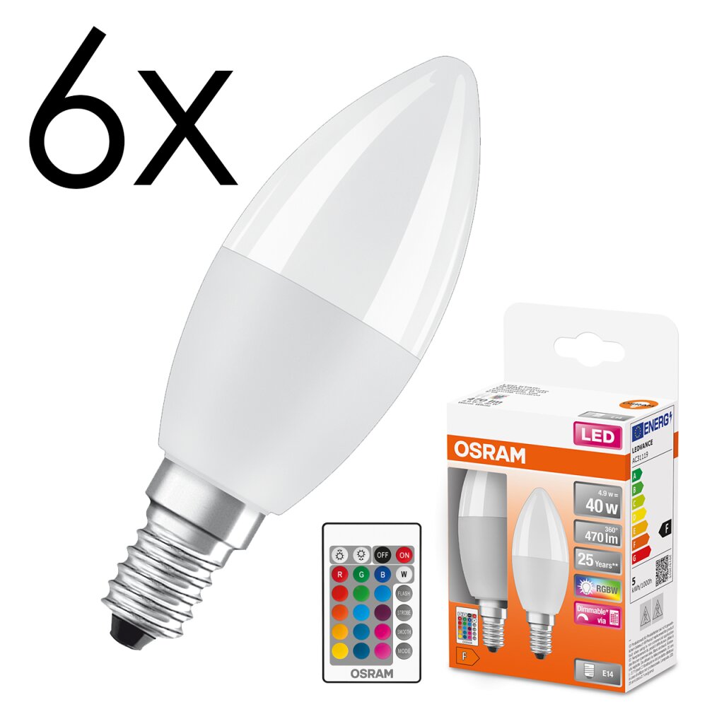 LED E14 6er Set 4,9 Watt 2700 Kelvin 470 Lumen main product photo