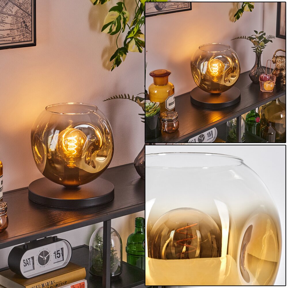 Ripoll Tischleuchte Glas 25cm Gold, Klar, 1-flammig main product photo