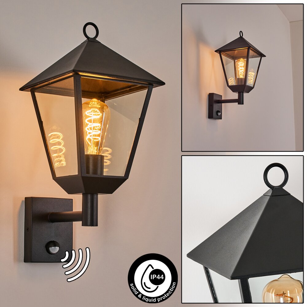 Anfei Außenwandleuchte Schwarz, 1-flammig, Bewegungsmelder main product photo
