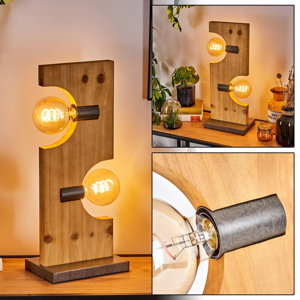Santorum Tischleuchte Naturfarben, Nickel Antik, 2-flammig main product photo