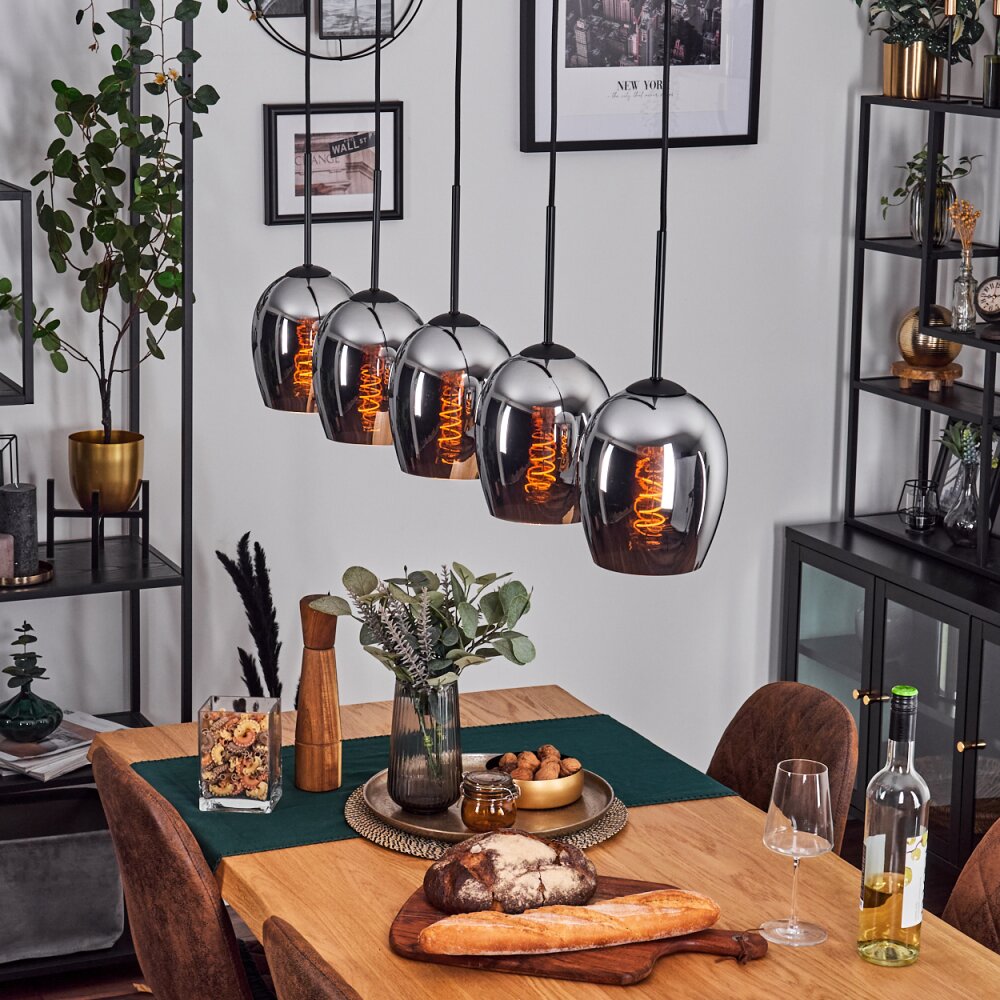 Vevino Pendelleuchte Glas 15cm Schwarz, 5-flammig main product photo