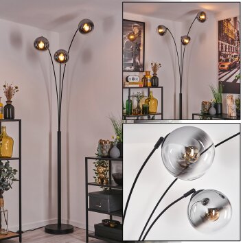 Gastor Stehleuchte Glas 15 cm Schwarz, 3-flammig Gastor Stehleuchte Glas 15 cm Schwarz, 3-flammig