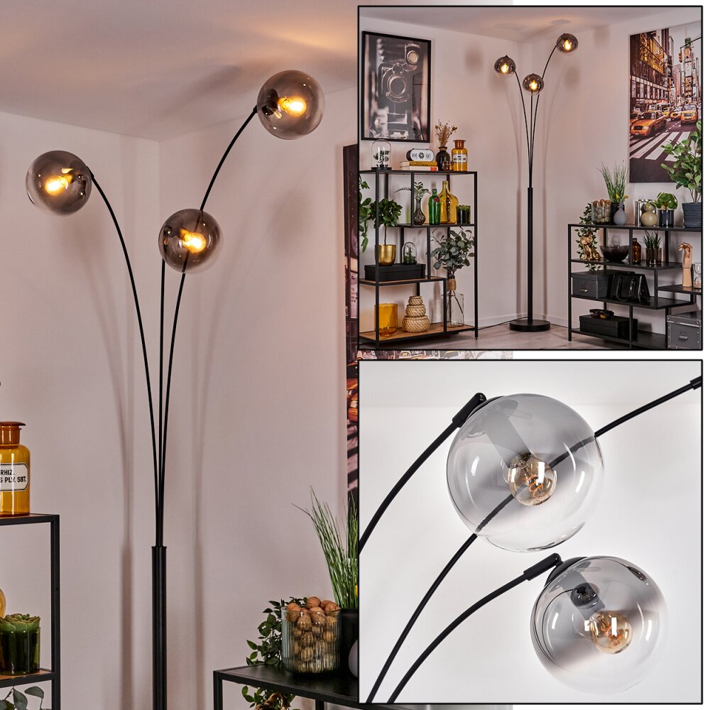 Gastor Stehleuchte Glas 15 cm Schwarz, 3-flammig main product photo