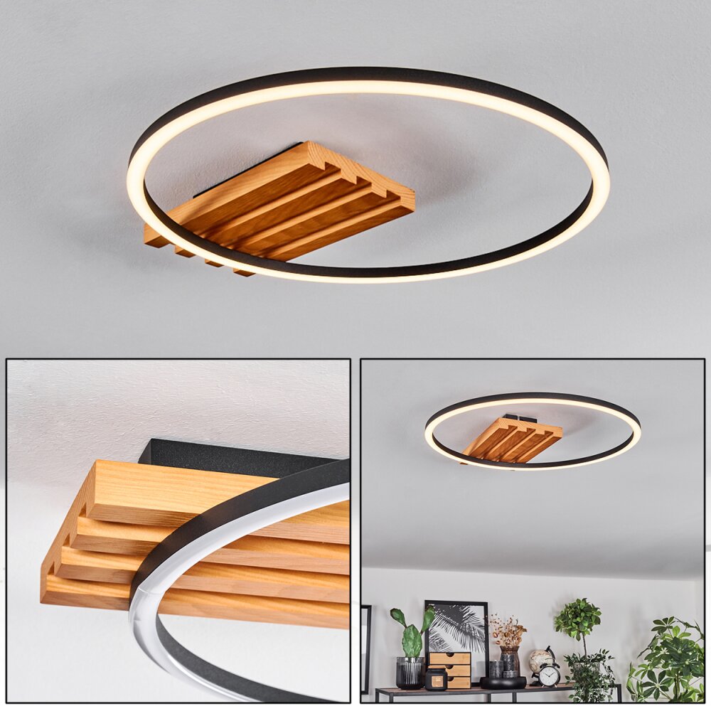 Pompu Deckenleuchte LED Naturfarben, Schwarz, 1-flammig main product photo