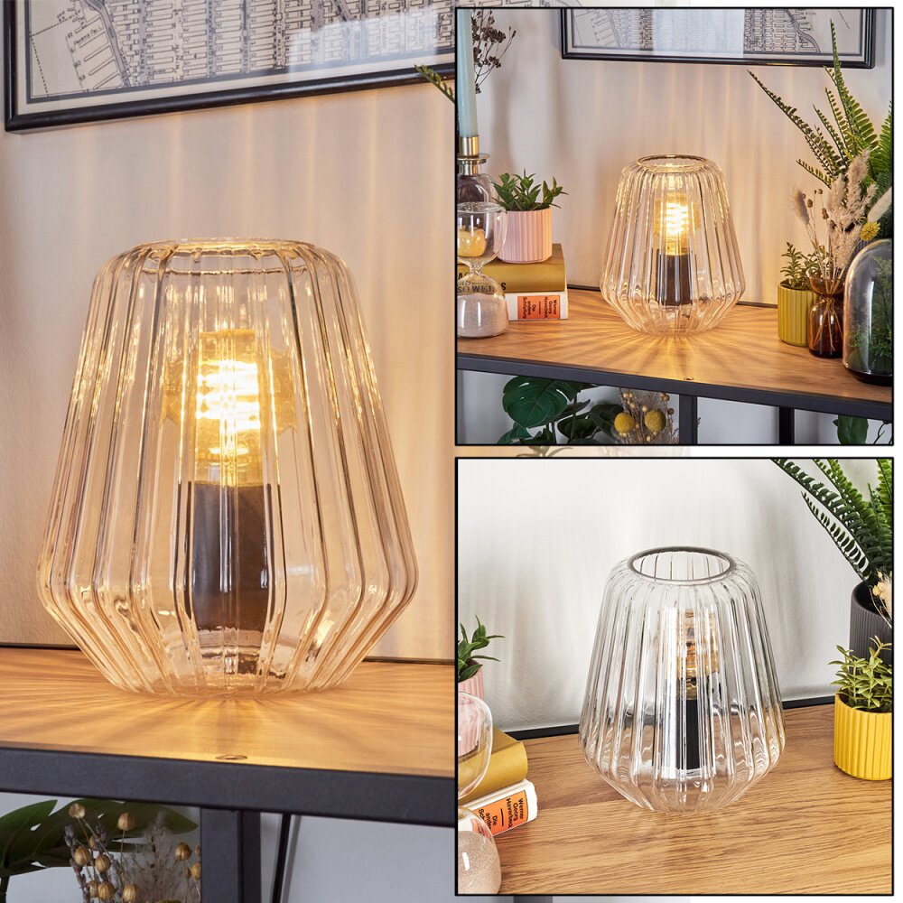 Telhais Tischleuchte Glas 17cm Schwarz, Transparent, Klar, 1-flammig main product photo