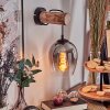 Vevino Wandleuchte Glas 15cm Naturfarben, Schwarz, 1-flammig
